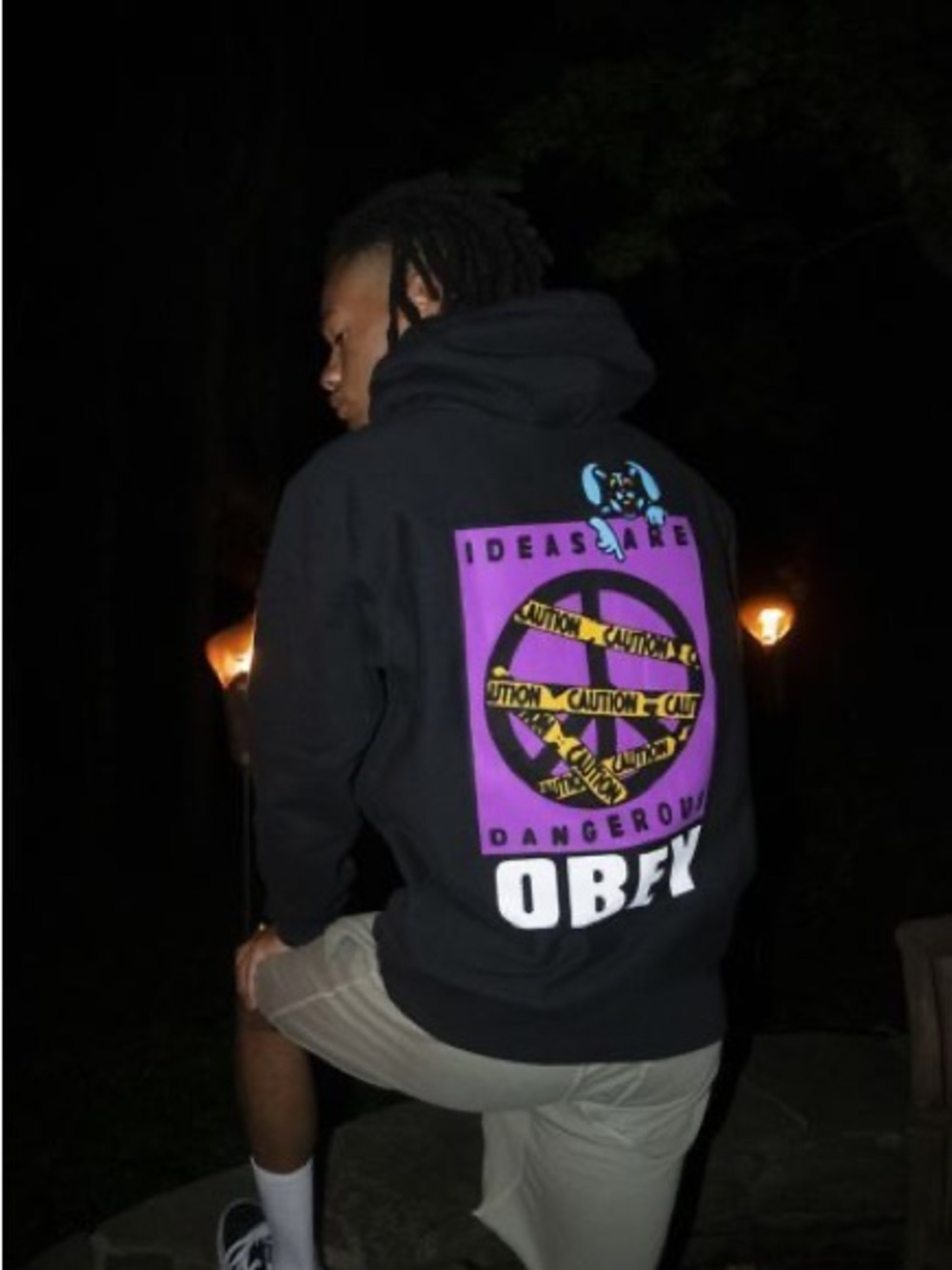Obey Men’s Medium Black Graphic Hoodie - 'Ideas Are Dangerous' Back Print